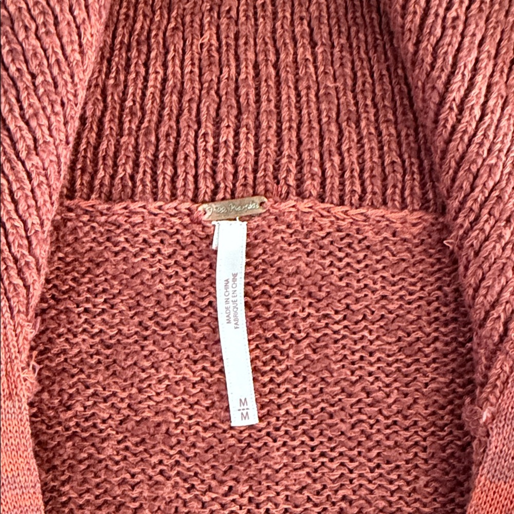 Free People Rust Cable-Knit Zip-Front Sweater Dress - Picture 3 of 4